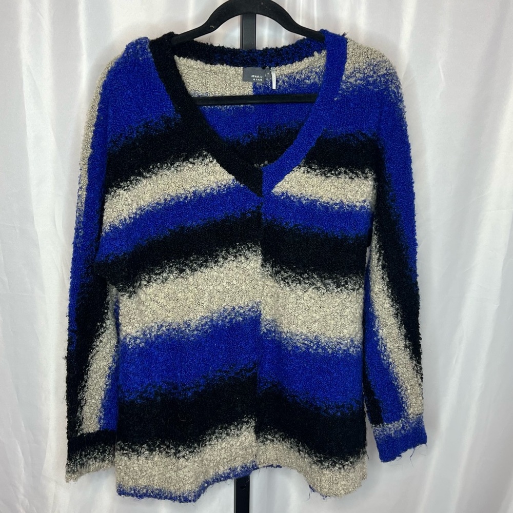 Sparkle & Fade Blue Gray Black Fuzzy Wool Blend Sweater, size Medium